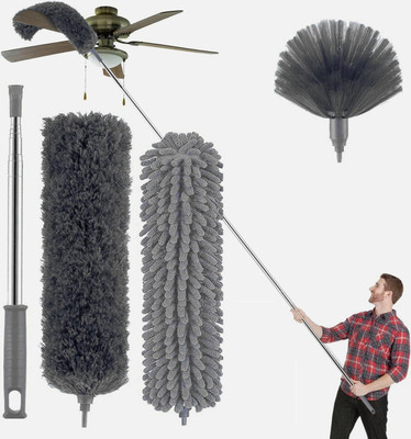 flea 3 in 1 Microfiber Feather Duster With Bendable & Extendable Fan Cleaning Brush Wet and Dry Duster Set