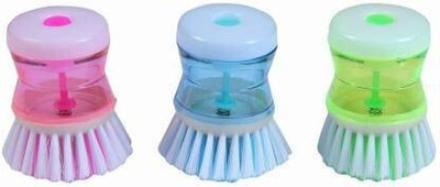 Avni Multipurpose Washbasin Sink cleaning tool with self liquid soap dispenser floor tiles Cleaning Brush, nylon - Plastic Wet and Dry Brush(Multicolor, 3 Units)
