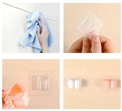 AVNI CREATION Self Adhesive Broom/Wiper/Mop Holder cum Organizer (Pack of 4 )BH571 Hook 1(Pack of 1)