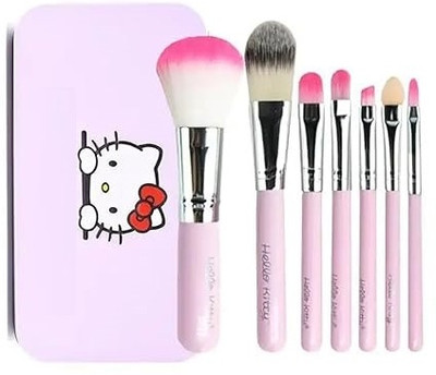 COSMO VIBES Soft Bristle Makeup Mini Brush Kit With Hello Kitty(Pack of 7)