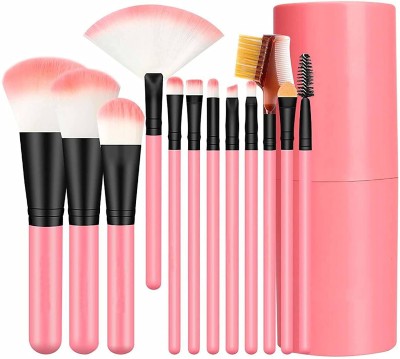 Stylla Cosmetic Makeup Brush (Pack of 12) Eye-Shadow Makeup Brush Set pink(Pack of 12)