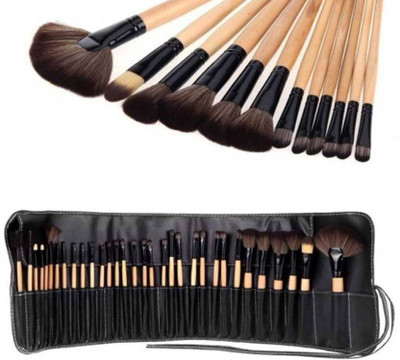 NXGTYA Make up Brushes,Wooden Handle Brush Set, With Black Pouch(Pack of 24)