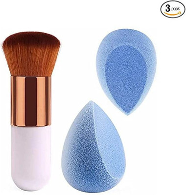 YELGO Ultra Soft 1 Foundation Makeup Brush,2 Pieces Makeup Sponge Blender Random Color(3 Items in the set)