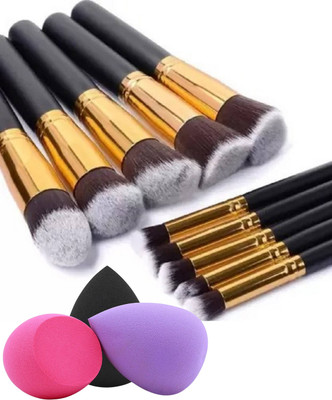 Glowrx 10 brushes & 3 puffs – compact beauty set(13 Items in the set)