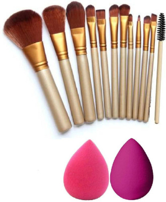 Phiz Beauty 12 Pc Makeup Brush + 2 Puff(Pack of 14)