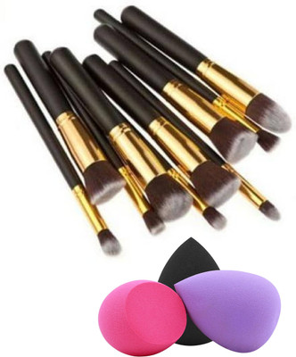 Glowrx 10-count makeup brush kit with 3 puff blenders(Pack of 13)