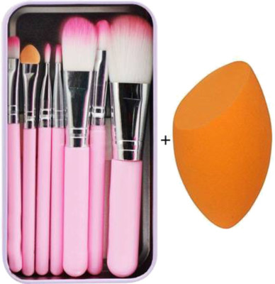 upgrave Makeup hellokitty brush set of 7 with Sponge puff blender -(pack of 8)(Pack of 8)