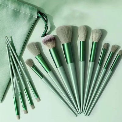 VAGONS Fix+ Green Professional Makeup Kit 13 Brush Set with Smooth Skin Friendly Hair(Pack of 13)
