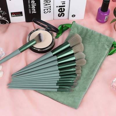 LARA KOSSLER Green Makeup Brushes Set Of 13(Pack of 13)