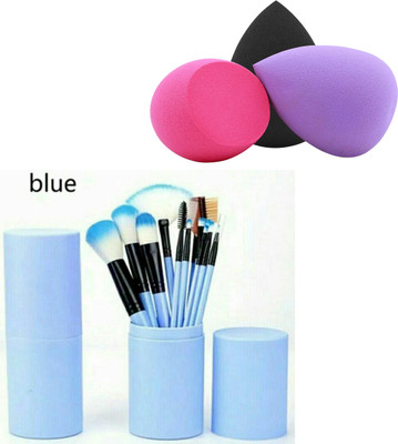 Glowrx 12-piece cosmetic brush set + storage organizer & 3 puffs(15 Items in the set)