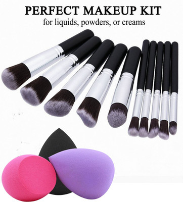 Glowrx 10 brushes with 3 puffs – a must-have beauty combo(Pack of 13)