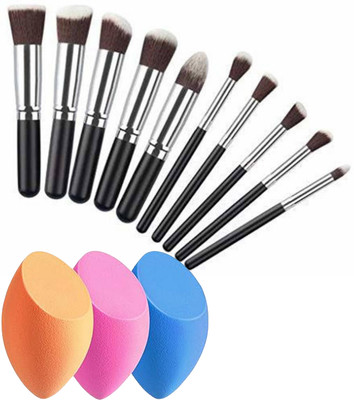 Glowrx Makeup tool set: 10 brushes + 3 puff blenders(13 Items in the set)