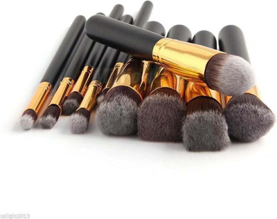 NXGTYA Makeup Brushes Set Tool Pro Foundation Eyeliner Eyeshadow (Black)(Pack of 10)