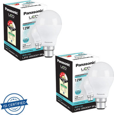 Panasonic 12 W Basic Round B22 LED Bulb(White, Pack of 2)