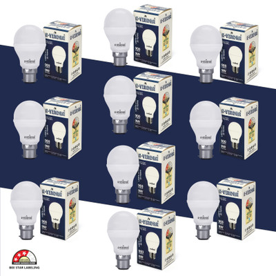AVINDRA 9 W Basic Round B22 LED Bulb(White, Pack of 10)
