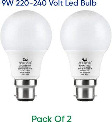 AP Source 9 W Basic Round B22 LED Bulb(White, Pack of 2)