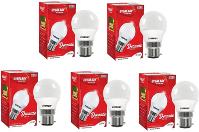 EVEREADY 2.5 W Basic Standard B22 LED Bulb(White, Pack of 5)