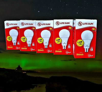 LiteSun 12 W Basic Standard B22 LED Bulb(White, Pack of 5)