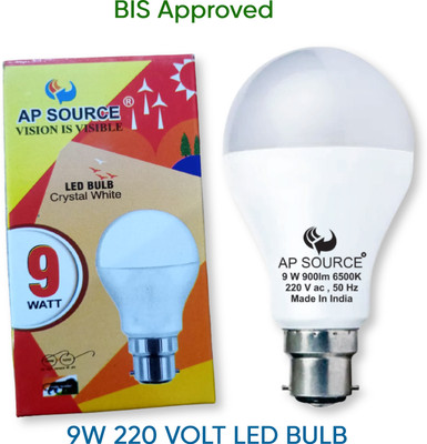 spark world 9 W Basic Round B22 LED Bulb(White)