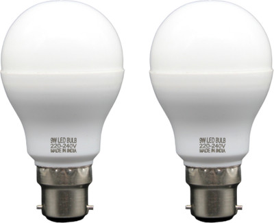 LAZYwindow 9 W Basic Round B22 LED Bulb(White, Pack of 2)