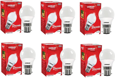 EVEREADY 2.5 W Basic Round B22 LED Bulb(White, Pack of 6)