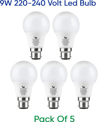 AP Source 9 W Basic Round B22 LED Bulb(White, Pack of 5)