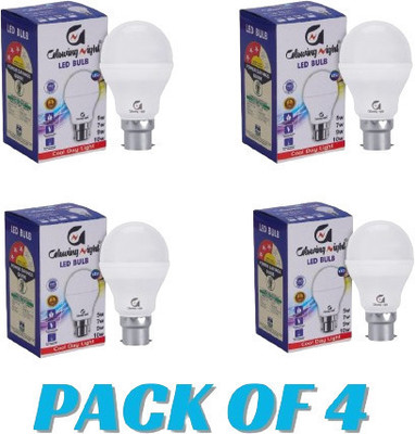 Glowing Night 9 W Basic Round B22 LED Bulb(White, Pack of 4)