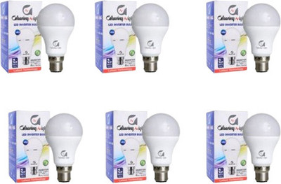 Glowing Night 9 W Inverter Round B22 LED Bulb(White, Pack of 6)