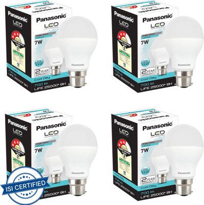 Panasonic 7 W Basic Round B22 LED Bulb(White, Pack of 4)