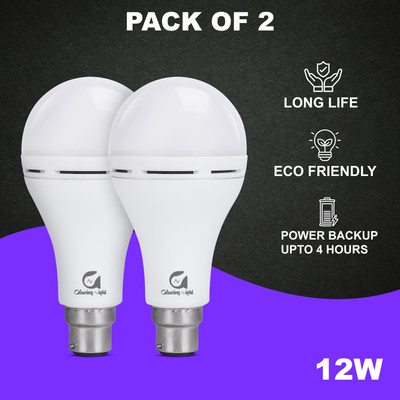Glowing Night 12W Inverter LED Bulb Emergency Rechargeable Light with B22 Holder 4 hrs Bulb Emergency Light(White)
