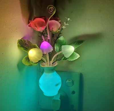 KeepCart Plug In Led Night Light Auto Dusk To Dawn Sensor Mushroom Night Lights Night Lamp(17.5 cm, Multicolor)