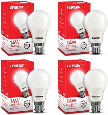 EVEREADY 14 W Basic Standard B22 LED Bulb(White, Pack of 4)