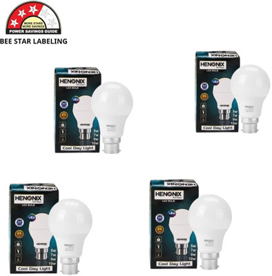 HENONIX 9 W Basic Round B22 LED Bulb(White, Pack of 4)