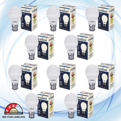 AVINDRA 9 W Basic Round B22 LED Bulb(White, Pack of 10)