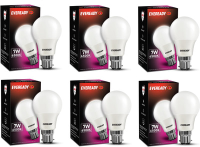 EVEREADY 7 W Basic Round B26 LED Bulb(White, Pack of 6)