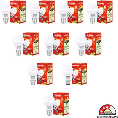 HENONIX 10 W Round B22 LED Bulb(White, Pack of 10)