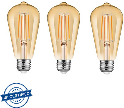 Baslash 4 W Basic Round E27 LED Bulb(Yellow, Pack of 3)