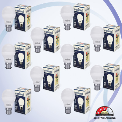 AVINDRA 9 W Basic Round B22 LED Bulb(White, Pack of 10)