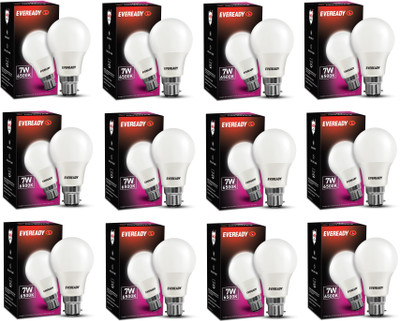 EVEREADY 7 W Basic Round B22 LED Bulb(White, Pack of 12)