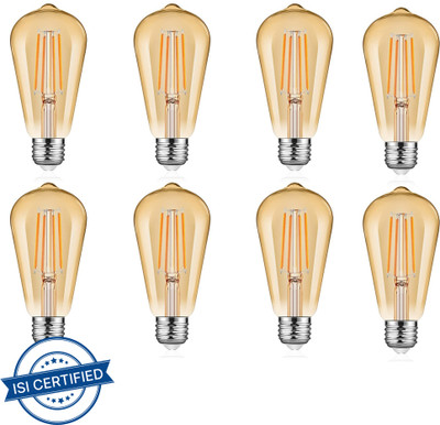 Baslash 4 W Basic Round E27 LED Bulb(Yellow, Pack of 8)