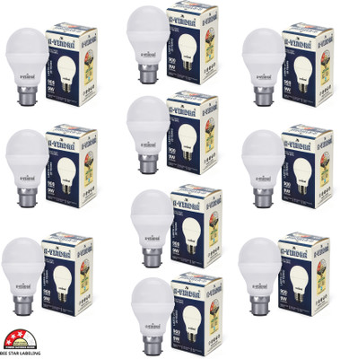 AVINDRA 9 W Basic Round B22 LED Bulb(White, Pack of 10)