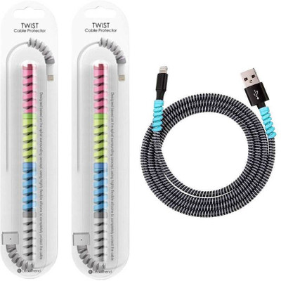 DECRONICS Spiral Cable Protector 1.5 Meter AND Twist Data Cable Saver 8 PCS Combo Cable Protector(Multicolor)