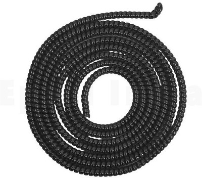 Epaal Spiral Metallic Color (2 Pcs) 1.2 Mtr Each Full Size (Black) USB, Earphone Cable Protector(Black)