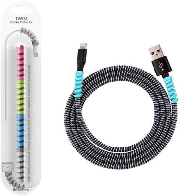 DECRONICS Spiral Cable Protector 1.5 Meter AND Twist Data Cable Saver 4 PCS Combo Cable Protector(Multicolor)
