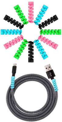 DECRONICS Spiral Cable Protector 1.5 Meter AND Twist Data Cable Saver 12 PCS Combo Cable Protector(Multicolor)