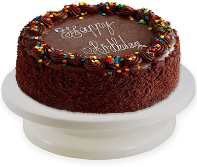 VRUTI Cake Turntable icing and cake decoration tray 360 Degree rotating revolving Plastic Cake Server(White, Pack of 1)