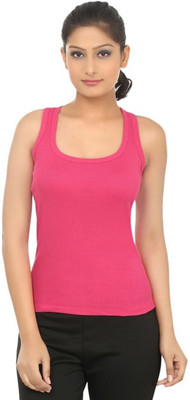 FRISKERS Casual No Sleeve Solid Women Pink Top