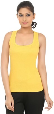 FRISKERS Casual Sleeveless Solid Women Yellow Top