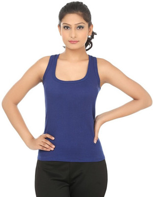 FRISKERS Casual No Sleeve Solid Women Blue Top