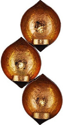 JaipurCrafts Decorative Eye Shaped Wall Sconce Iron Tealight Holder(Gold, Pack of 3)